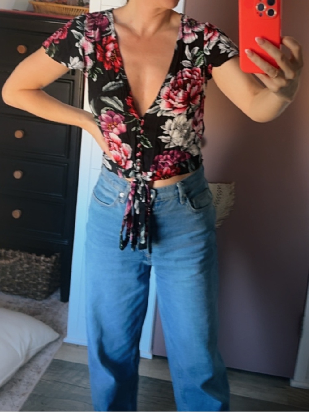 Auguste The Label Floral Blouse in Black and Pink